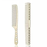 GMYIAK Friseurkamm-Set, 2 Stück Metall-Salonkämme, hitzebeständiger antistatischer Haarschneidekamm, professionelles Stylingkamm-Set, zum Haareschneiden und Stylen (Gold)