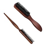 2 Stück Wildschweinborsten Bürste Weiche Naturborsten Sleek Bun Haarbürste Boar Bristle Teasing Hair Brush für Langes Dickes Lockiges Haar Bart