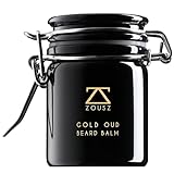 ZOUSZ Gold Oud Luxus-Bartbalsam - Klassische Haut- & Bartpflege-Butter für Männer mit Holzduft - Avocado, Argan & Macadamiaöl - Feuchtigkeitscreme, Conditioner & Schuppenentferner - 50g