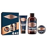 King C. Gillette Mini-Reiseset Probierset Geschenkset Bartpflege-Essentials: 3-Tagebart und Gesichtspflege 30 ml + Bartshampoo 60 ml + Bart-Balsam 30 ml, Geschenk für Männer