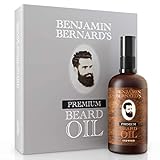Premium Bartöl von Benjamin Bernard - Bartpflege für Männer - Mit ätherischen Ölen, Vitamin E - Natürliche Feuchtigkeit - Serum & Conditioner für Bart-Styling - Oud Wood - 100 ml
