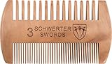 DREI SCHWERTER - Bartkamm ´Barba` für die anspruchsvolle und tägliche Bartpflege mit zwei verschiedenen Zahnungen für jeden Barttyp, Markenqualität aus robustem Pfirsichholz (8688)