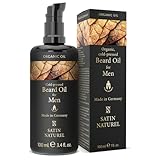 Satin Naturel BIO Bartöl kaltgepresst - Bartöl Herren 100ml - Ideales Geburtstagsgeschenk Männer - Intensive tägliche Bartpflege mit männlichem Duft - Bartöl Wachstum - Premium Beard Oil