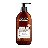 L'Oréal Men Expert 3-in-1 Bartshampoo für Männer, Bartseife für Bart, Gesicht und Haar, Herren Bartpflege gegen Schuppen mit holzigem Duft und ätherischem Zedernholzöl, Barber Club, 1 x 200 ml