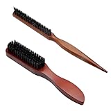 Hautllaif 2 Stück Wildschweinborsten Bürste – Haar- & Bartbürste für Männer, Naturborsten Styling Bürste mit ergonomischem Griff, Sleek Bun & Beard Brush für gepflegtes Haar und Bart