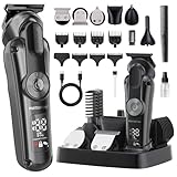 PORTENTUM Haarschneidemaschine profi – Set mit 21 – LED – Barttrimmer herren – trimmer für Gesicht und Körper – Bartschneider – 6 Aufsätze – 7 Kammaufsätze – USB-C – Kompakte Aufbewahrungsstation