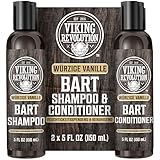 Viking Revolution - Bartshampoo & Conditioner Set - Erweicht, Glättet & Stärkt den Bartwuchs - Bartshampoo Für Männer - Würzige Vanille - Geschenke Für Männer - 2 x 150 ml