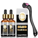 Endim Bartwachstum Bartpflege kit, mit Bartroller 0.5mm/2 Pack Bartwuchs Bartöl,Bartwuchs Derma Roller,Beard Microneedle, Bartpflege-Set Geschenk für Männer/Vater