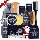 Bartpflege Set für Männer, Geschenke für Männer, Bart Geschenk Lionmane Geschenke Beard Set 60ML Bartshampoo, 30ML Bartöl, 2 Bartschere, Balsam, Bürste, Kamm, Tasche, Bartschneider Kamm