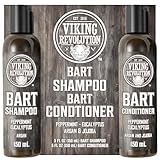 Viking Revolution Bart Shampoo & Conditioner Set - Erweicht, Glättet & Stärkt den Bartwuchs - Natürlicher Pfefferminz- & Eukalyptusduft - Geschenke Für Männer - 2 x 150 ml