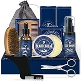 Beesjuy Bartpflege Set Geschenke Männer, 11 in 1 Bartpflege Set für Männer, mit 60ML Bartshampoo, 30ML Bartöl, Bartbalsam, Bartkamm, Bartbürste,Bartschere,Bartschablonen, Geschenk für Ihn