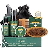 CUSMAY Bartpflege Set für Männer 9 Teilig,Geschenke Bart Set Herren mit Natürlich Bartshampoo,Bartöl,Bartbalsam,Bartkamm,Bartbürste,Bartschere, Männer Geschenkset für Vatertag Valentinstag Weih