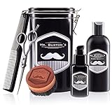 Bartpflege Set für Männer Mr. Burton´s Classic aus Deutschland - inklusive Bartöl, Bartshampoo Bartbürste, Bartschere und Kamm - hochwertige Bartpflege für Männer