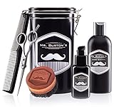 Bartpflege Set für Männer Mr. Burton´s Classic aus Deutschland - inklusive Bartöl, Bartshampoo Bartbürste, Bartschere und Kamm - hochwertige Bartpflege für Männer