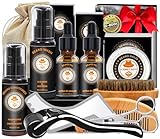 Geschenke für Männer,Bartpflege Set für Männer,Bartwuchs Pflegeset mit Bartshampoo, Conditioner,Bartöl,Balsam,Bartroller,Bartkamm,Männer Geschenke Weihnachten,Geschenk Weihnachtsgeschenke für Männer