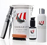 Hochwertiges Mr Burton´s Barbarian Bartpflege Set - inkl. Bartöl, Bartshampoo, Bartbürste, Schere, Kamm und Aufbewahrungsdose