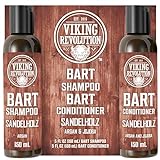 Viking Revolution Bart Shampoo & Conditioner Set - Erweicht, Glättet & Stärkt den Bartwuchs - Natürlicher Sandelholzduft - Geschenke Für Männer - 2 x 150 ml
