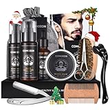 Comozon 12-in-1 Bartpflege Set mit Bart Roller, Beard Growth Kit mit Bartshampoo Bartöl Bartbalsam Rasiermesser Bartbürste Bartkamm Bartschere, Geschenke für Ehemann, Freund und Papa