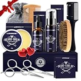 Bartpflege Set für Männer, Geschenke für Männer, Bart Geschenk Lionmane Geschenke Beard Set 60ML Bartshampoo, 30ML Bartöl, 2 Bartschere, Balsam, Bürste, Kamm, Tasche, Bartschneider Kamm