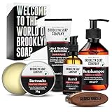 Brooklyn Soap Company · Ultimate Beard Box · Bartpflege Set inkl. Bartöl, Bartshampoo, Bartbürste, Bartwachs & Bartcreme · Geschenkidee für Männer