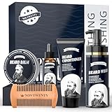 Bartwuchs-Set – Mobiuty Bartpflegeset für Männer mit natürlichen Inhaltsstoffen, inkl. Bartwäsche, Bartöl, Bartspülung, Bartbalsam und Bartkamm, Geschenkset für Freund, Ehemann, Vater