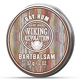 Viking Revolution - Bart Balsam mit Sandelholzduft & Argan- & Jojobaöl - Bartwachs - Stylt, Stärkt & Macht Bärte & Schnurrbärte Weich - Geschenke Für Männer- Bay Rum - 57 g